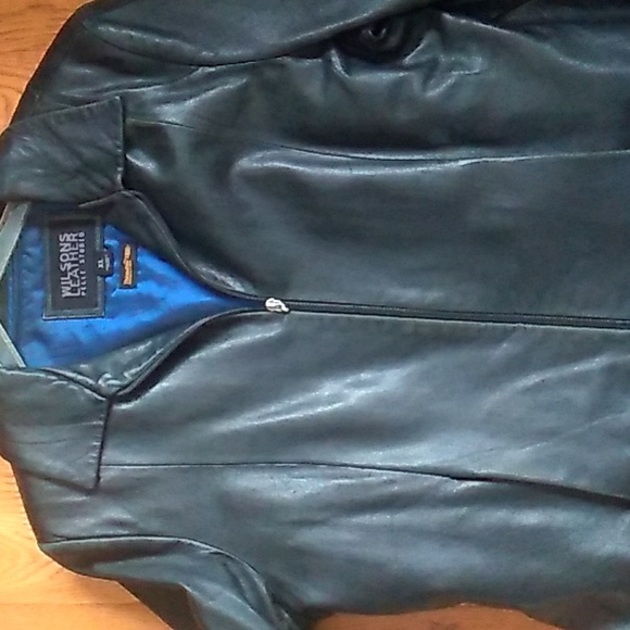 BLACK LEATHER  JACKET CHIC COBALT LINING Sz XL WILSONS EPLC - Picture 1 of 16